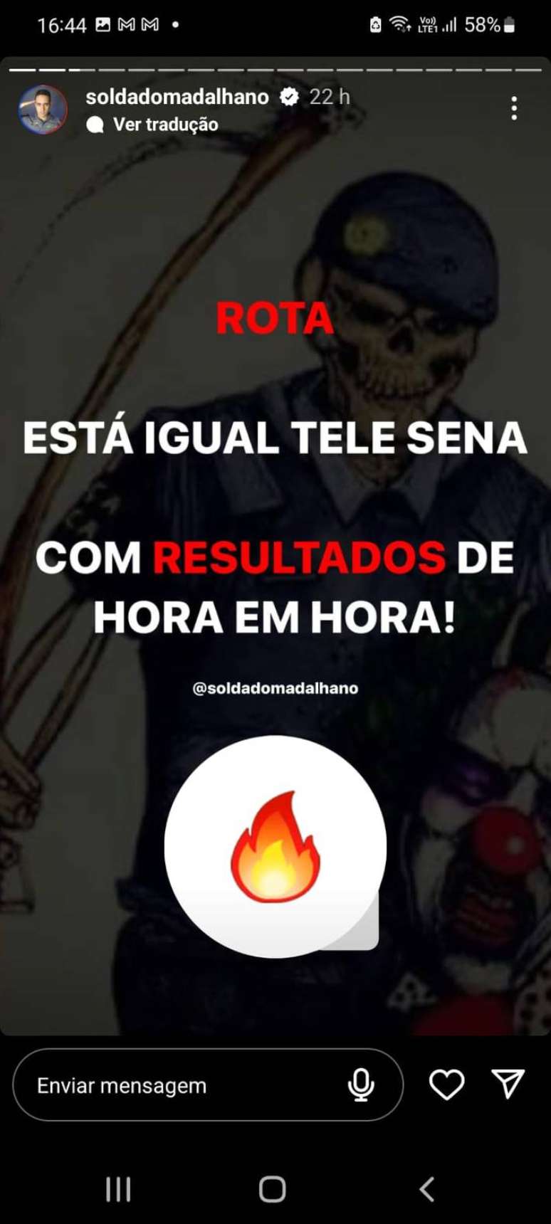 Ex-policial militar Paulo Madalhano comemora mortes na opera&ccedil;&atilde;o policial no Guaruj&aacute; neste fim de semana.