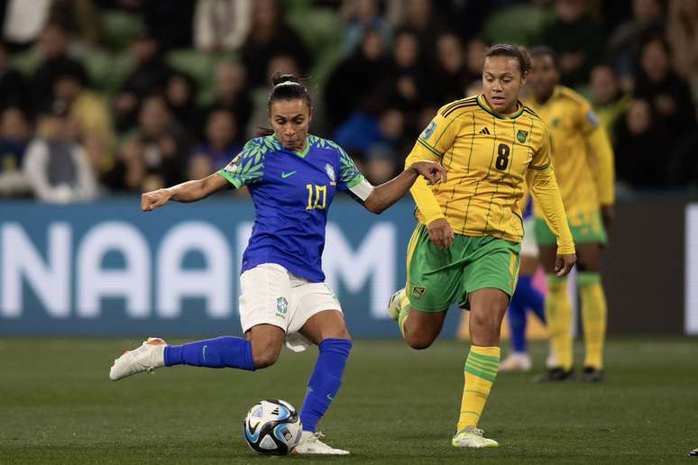 Marta durante jogo da Seleção Brasileira 