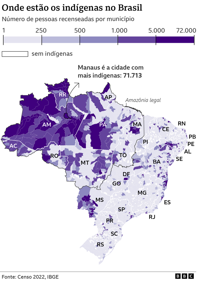 Indígenas estão presentes no Brasil todo, com maior concentração na região norte