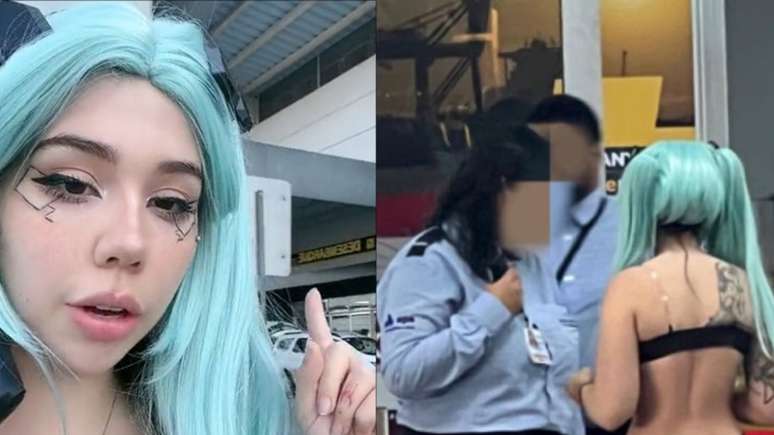 The influencer is stopped at the airport for wearing only underwear