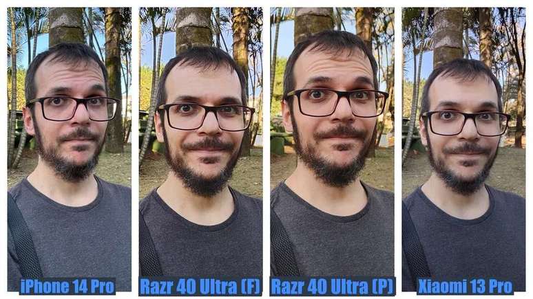Comparison of outdoor selfies in the shade (Image: Felipe Junqueira/Canaltech) Comparison of outdoor selfies in the shade (Image: Felipe Junqueira/Canaltech)