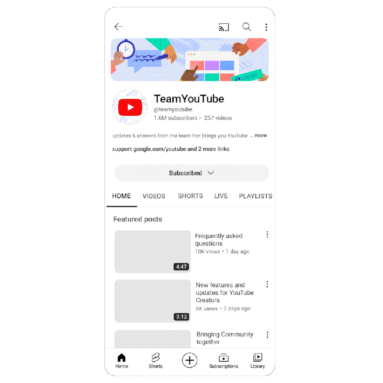 YouTube terá um agregador de links nativo no perfil de cada canal (Imagem: Divulgação/YouTube)