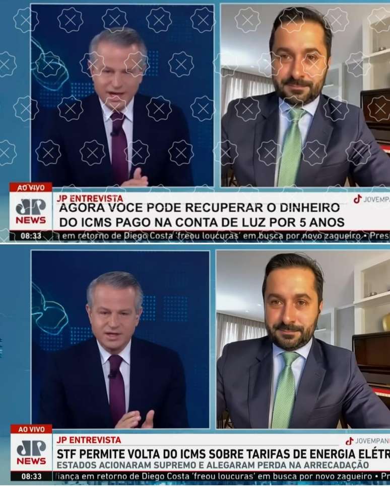 The image shows the difference between the caption of the edited excerpt (above) of the Jovem Pan News report in relation to the original excerpt (below) The image shows the difference between the caption of the edited excerpt (above) of the Jovem Pan News report in relation to the original excerpt (below)