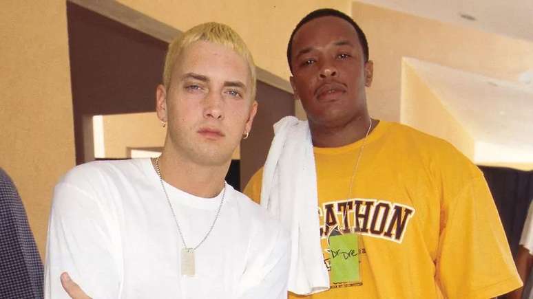 A estrela da NWA Dr. Dre voltou &agrave; cena ao lado da nova estrela Eminem