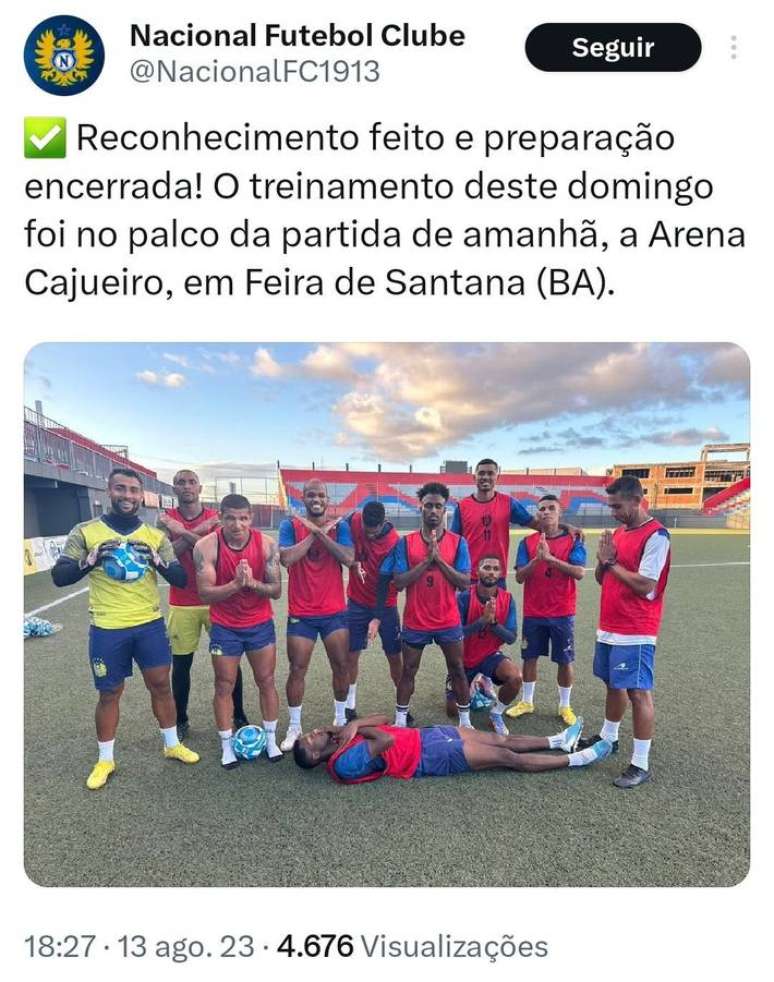 CBF repudia foto do Nacional-AM com jogadores simulando velório, e clube se  defende; entenda o caso