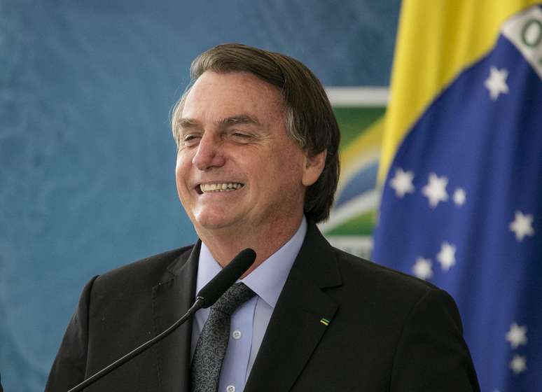 Jair Bolsonaro (PL) durante coletiva de imprensa em Brasília em 22 de março de 2021