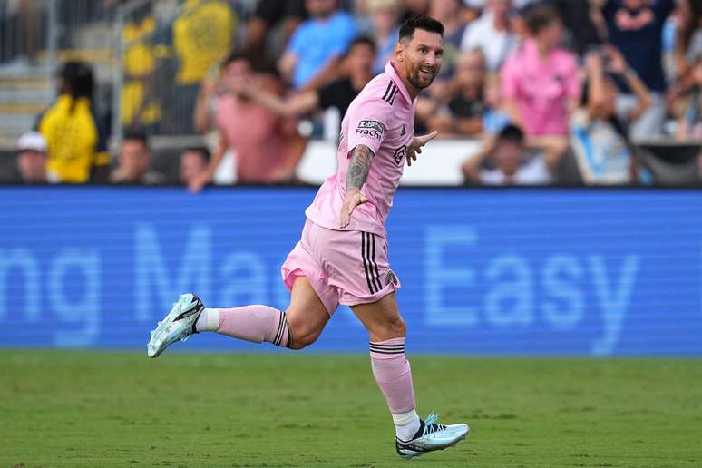 Messi comemora gol marcado pelo Inter Miami 