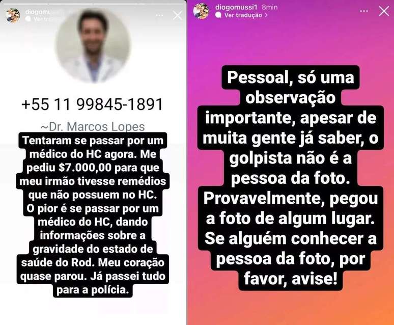 Scam attempts with fake doctors asking for Pix transfers have also affected family members of celebrities, with the right to steal the identities of legitimate doctors to increase the effectiveness of the fraud (Image: Reproduction/Revista Quem)