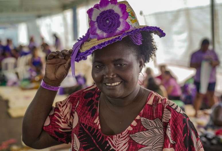 Ana Ana Luísa Costa Lobato, trabalhadora rural, (Palmeirândia - MA), acampada no Pavilhão de Exposições do Parque da Cidade, em Brasília, para a 7ª Marcha das Margaridas