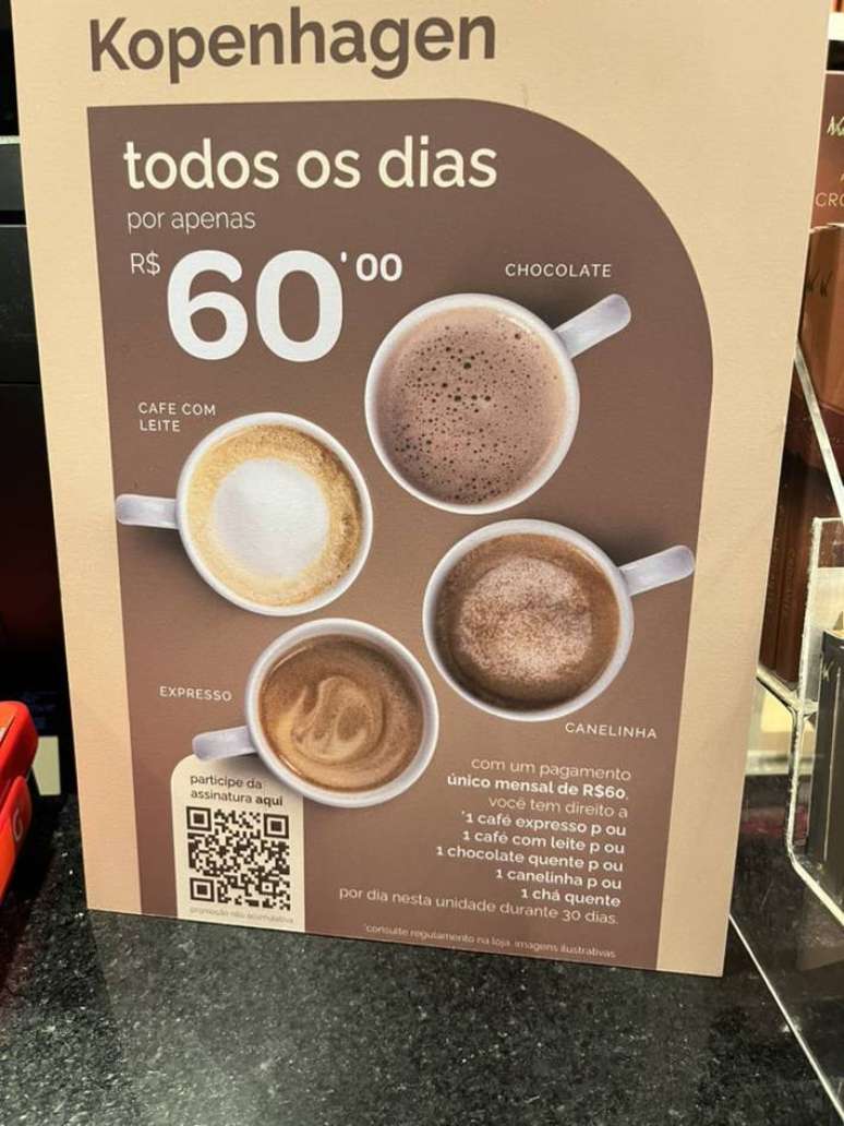 Postagem sobre assinatura de sele&ccedil;&atilde;o de caf&eacute;s da Kopenhagen por R$ 60 por m&ecirc;s viralizou na rede social X, antigo Twitter.