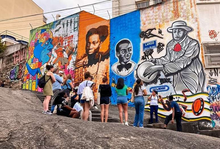 Pedra do Sal, no largo João da Baiana, local de referência da cultura preta carioca