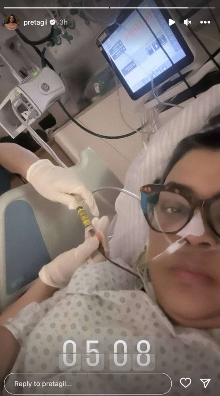 Preta Gil postou foto após cirurgia