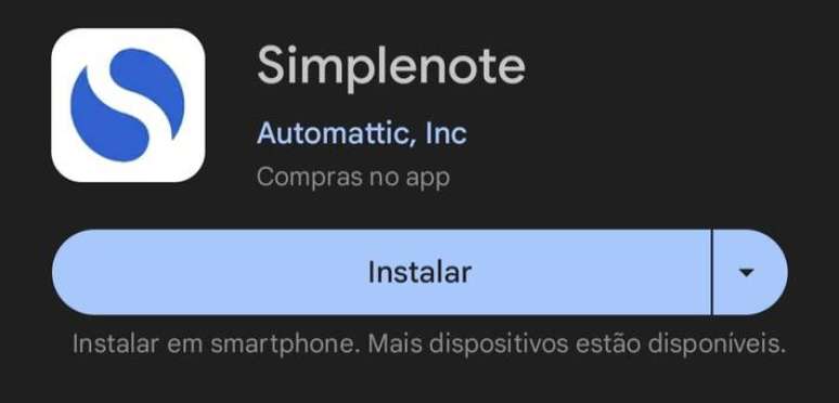 Simplenote e um app simples e facil de usar