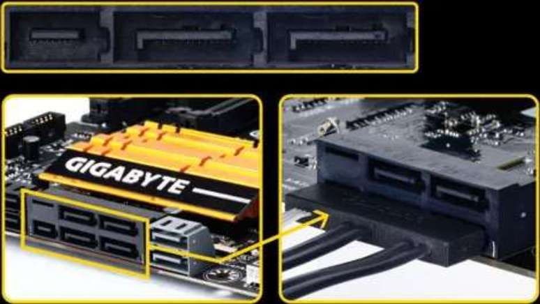 SATA Express is much more of a cable type than an SSD format (Image: Disclosure/Gigabyte) SATA Express is much more of a cable type than an SSD format (Image: Disclosure/Gigabyte)