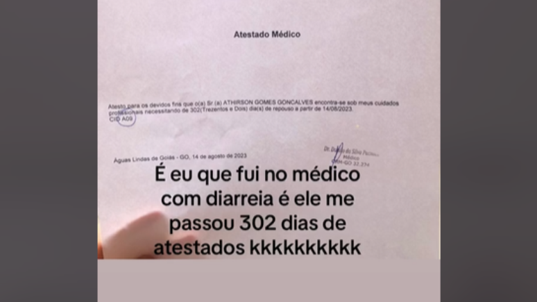 The patient receives a 302 day medical note due to an intestinal problem and goes viral