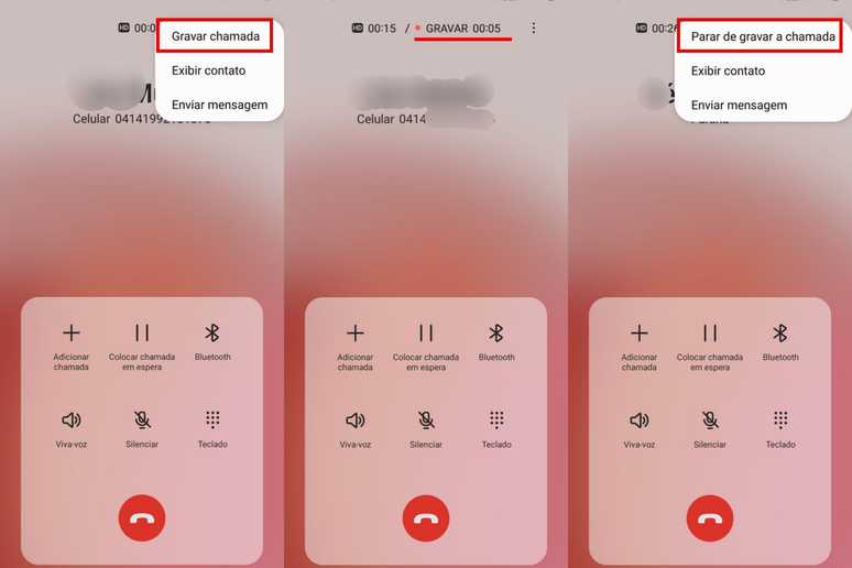 Como gravar uma chamada em andamento pelo Android (Imagem: Captura de tela/Guilherme Haas/Canaltech)