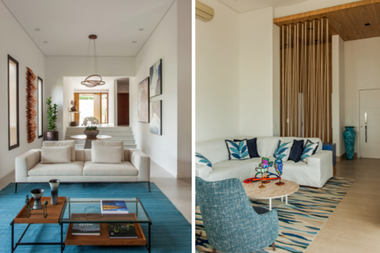 For those who want something more minimalistic, the color blue can be used on carpets or objects. 