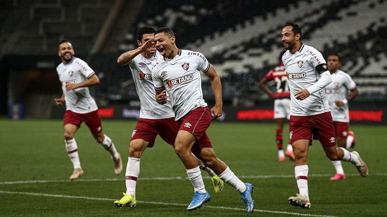 Andr&eacute; comemorando o gol contra o Flamengo &ndash;