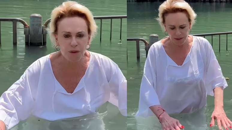Devota, Ana Maria Braga é batizada no Rio Jordão