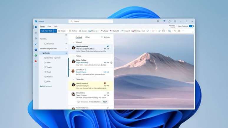 Ao tentar enviar arquivos muito grandes pelo Outlook, o usuário será redirecionado automaticamente para o OneDrive (Imagem: Divulgação/Microsoft)