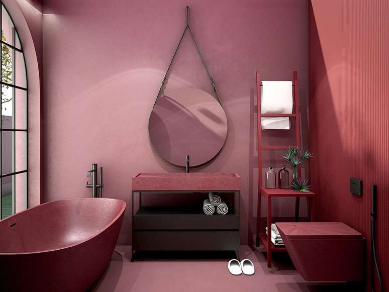 20. Dopamine Decor: banheiro em tons de magenta, eleita a cor do ano de 2023 – Foto: Shutterstock