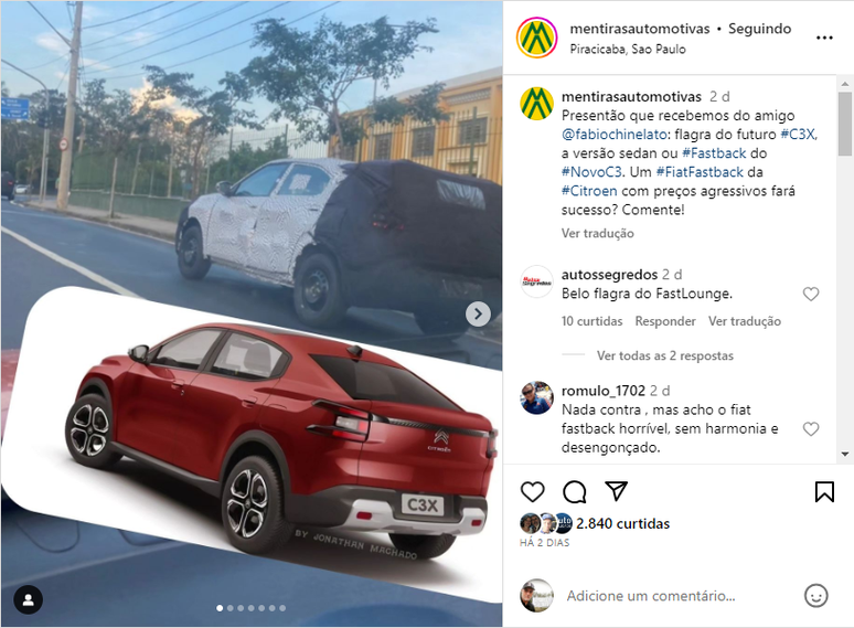 Citroën C3X: projeção feita por Jonathan Machado sobre foto de Fabio Chinelato