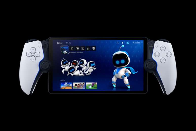 PlayStation Portal terá uma tela LCD de 8 polegdas e resolução de 1080p e 60 fps, para rodar os games de PS5 remotamente.
