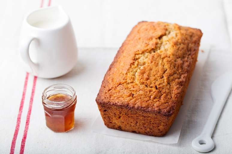 Honey cake with oatmeal and banana for breakfast