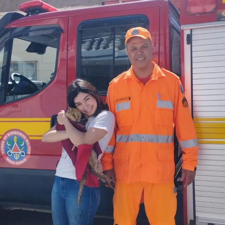 Esmeralda's age came to light after the fire department issued a notice looking for the cat;  she has since been found and it is she with her her family
