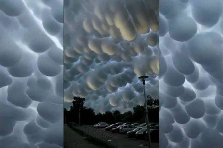 Diversas nuvens com formato redondo foram flagradas na prov&iacute;ncia de Hubei, na China.