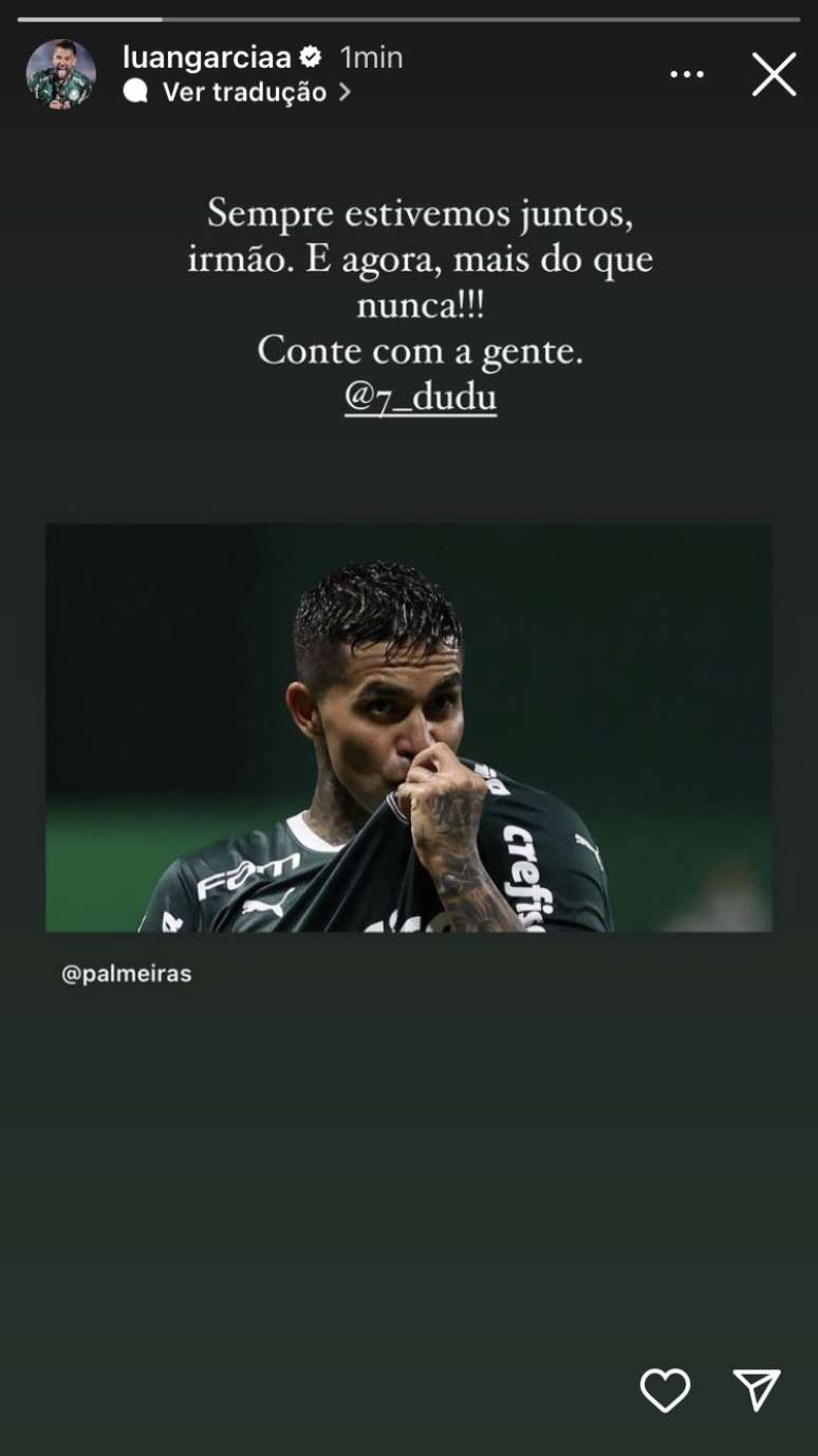 Palmeiras idols and players wish Dudu strength after his serious injury Palmeiras idols and players wish Dudu strength after his serious injury