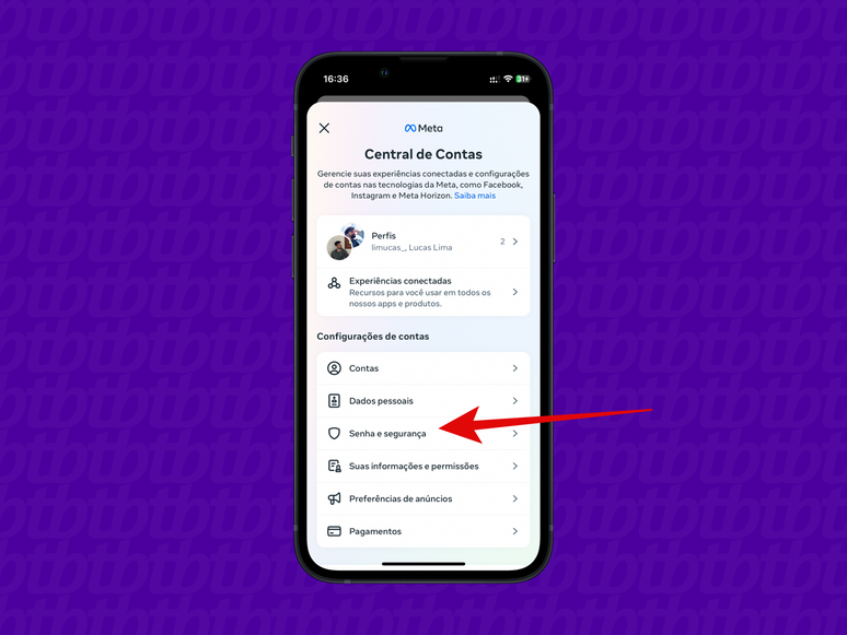 screenshot of the procedure to change the Instagram password using the app screenshot of the procedure to change the Instagram password using the app