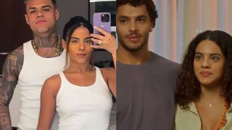 MC Cabelinho fez pedido para Bella Campos após crise de ciúmes nos bastidores de 'Vai na Fé'. Reprodução/ Instagram e Globo
