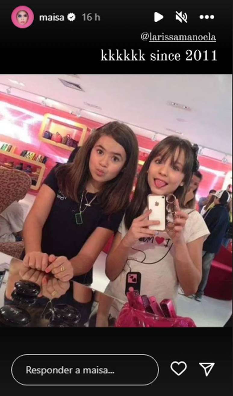 Maisa celebrated the friendship she has with Larissa Manoela since childhood.