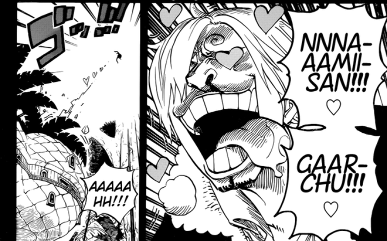 O comportamento de Sanji no mangá e no anime é um tanto quanto exagerada e problemática (Imagem: Reprodução/Shueisha)