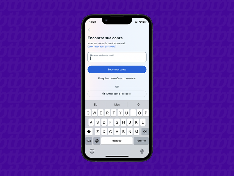 screenshot of the process to recover the Instagram password via the mobile application screenshot of the process to recover the Instagram password via the mobile application