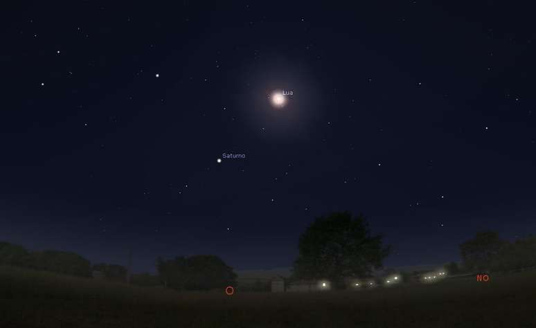 Moon and Saturn will be within a relatively short distance during the night of Sept. 27 (Image: Screenshot / Stellarium) Moon and Saturn will be within a relatively short distance during the night of Sept. 27 (Image: Screenshot / Stellarium)