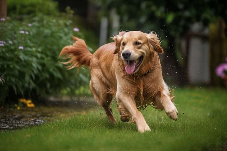 O golden retriever é um cachorro amigável, inteligente e afetuoso
