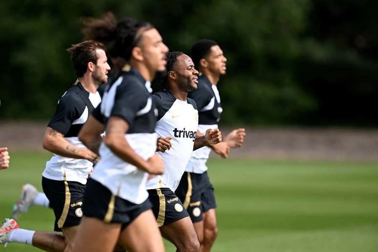 Jogadores do Chelsea durante treinamento da equipe –