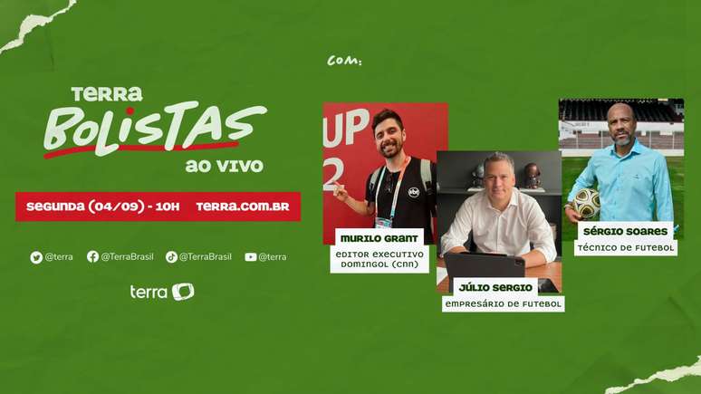 Júlio Sergio, Mutilo Grant e Sérgio Soares escalados para o TerraBolistas de segunda-feira, (04)