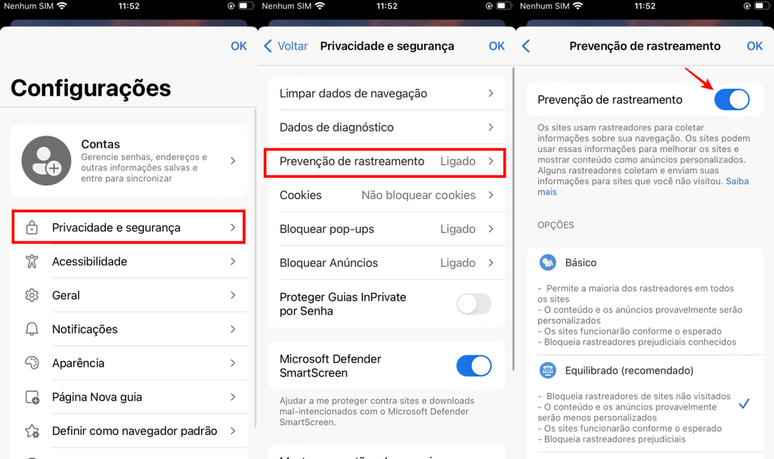 Há como desabilitar o bloqueador de anúncios ao desativar a ferramenta de prevenção de rastreamento (Imagem: Captura de tela/Fabrício Calixto/Canaltech)