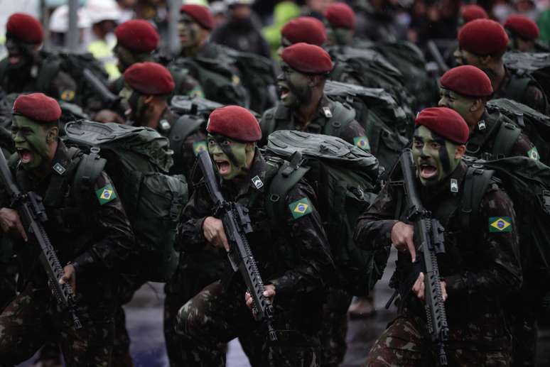Militares durante o desfile cívico-militar de 7 de Setembro de 2022