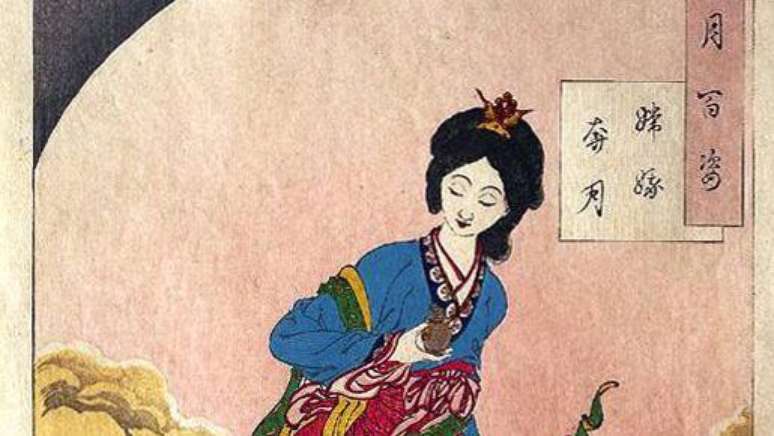 Depiction of Chang'e, goddess of Chinese mythology who flew to the moon after taking the elixir of life and attaining immortality