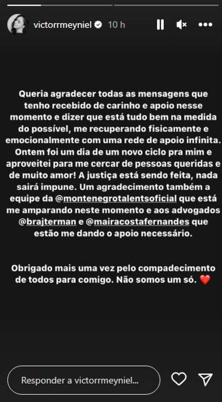 Victor Meyniel talks about the attack he suffered and thanks for the support