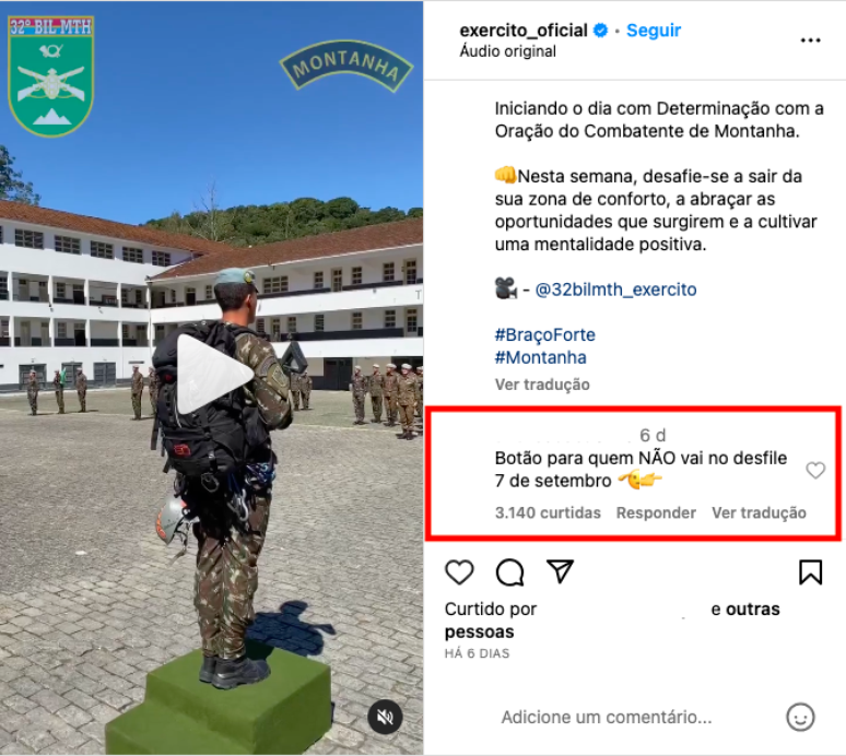 Exército recebe mais mensagens negativas que positivas, Brasil