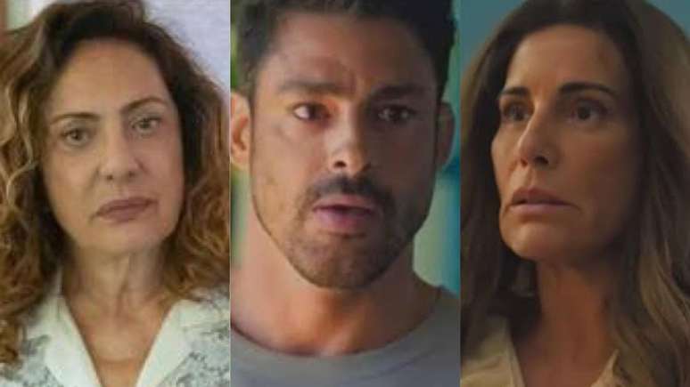 Agatha, Caio e Irene em 'Terra e Paixão'. Reprodução/ Globo