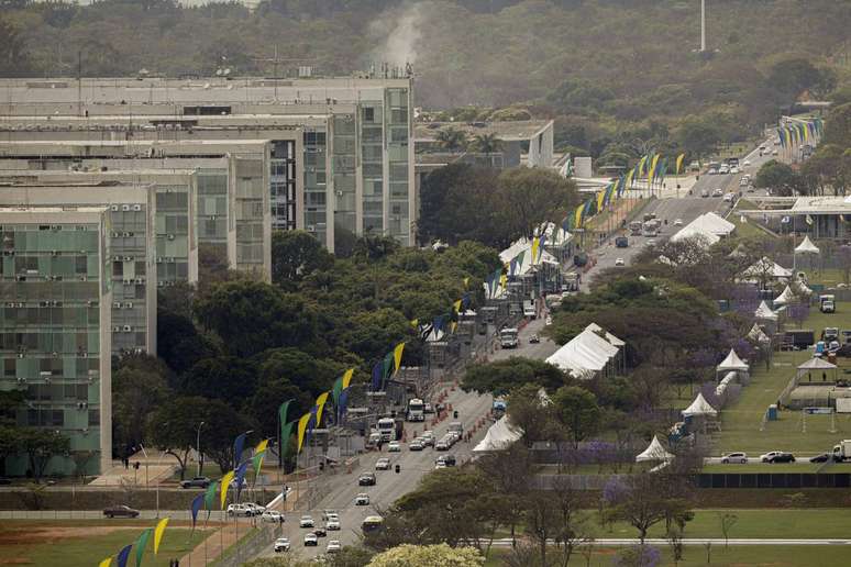 BRASILIA DF NACIONAL ESPLANADA DOS MINISTERIOS 07 DE SETEMBRO 05/09/2023 - Vista da Esplanada dos Ministerios preparada para receber o desfile de 7 de setembro FOTO Joedson Alves/Agencia Brasil