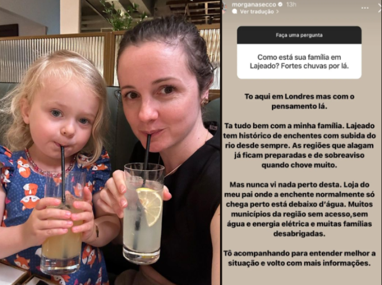 Morgana Secco e a filha Alice, conhecida por pronunciar palavras difíceis 