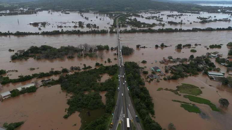 Água da chuva inundou a cidade de Venâncio Aires, no Rio Grande do Sul