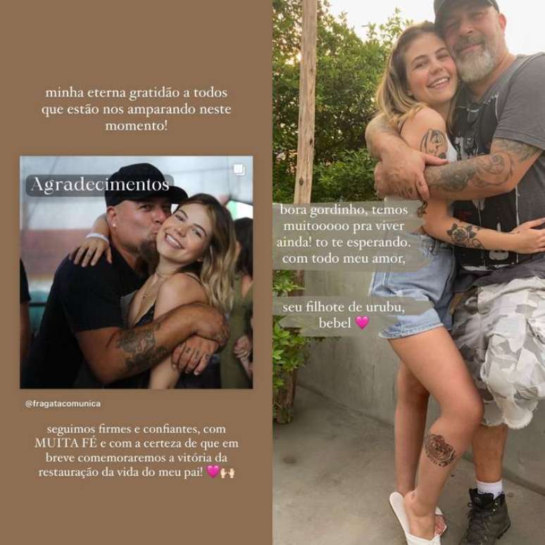 Filha de Mingau reforça agradecimentos nos stories do Instagram